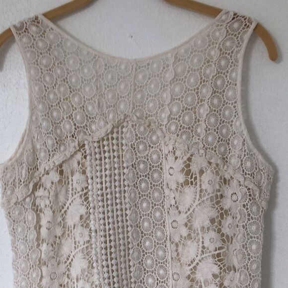 Lucky Brand size S Ivory Coquette Fairy Cotton Cottage Core Crocheted Tank Top - Picture 6 of 10